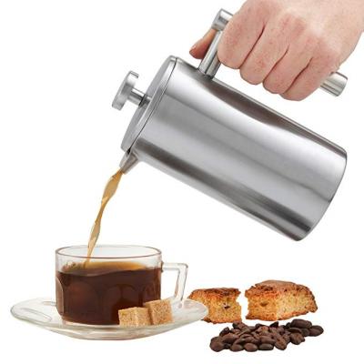 Caixinha de café de pressão francesa de aço inoxidável com parede dupla e isolada