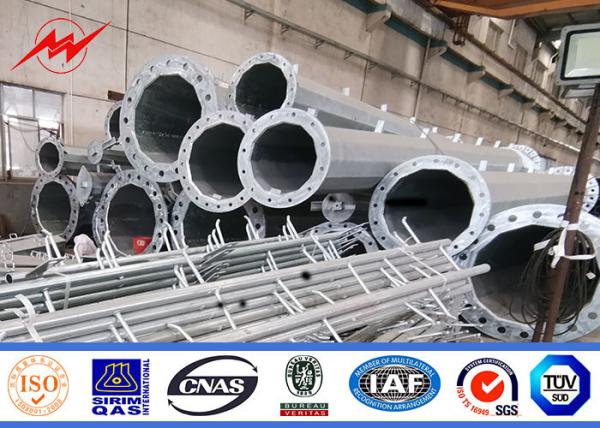 45-100FT Electric Galvanised Steel Pole 2000kg Load One Section Design