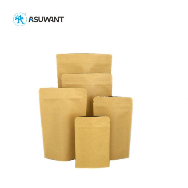 Heat Seal Kraft Paper Coffee Bags , Resealable Kraft Paper Bags Zipper Top