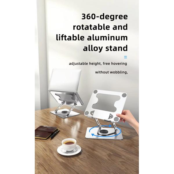 360 Degree Rotatable Alloy Heat Dissipation Laptop Tablet Stand for 11-17'' Notebook Compatibility and Durable Design