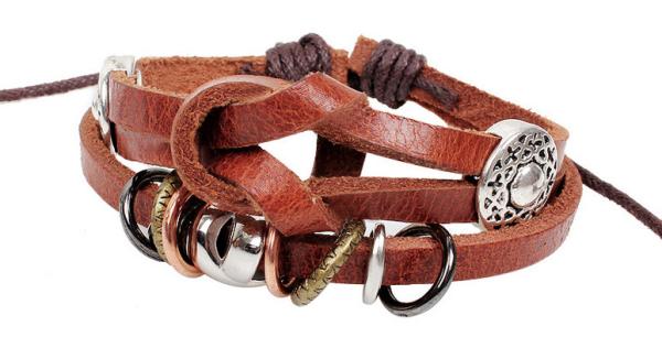 Medieval European and American retro palace beaded knotted leather bracelet wholesale