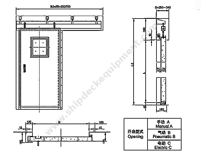 A-60 Stainless Steel Sliding Fire Door for Marine Accommodation Spaces