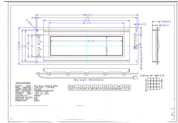 Module LCD STN graphique 240*64 bleu négatif transmissif