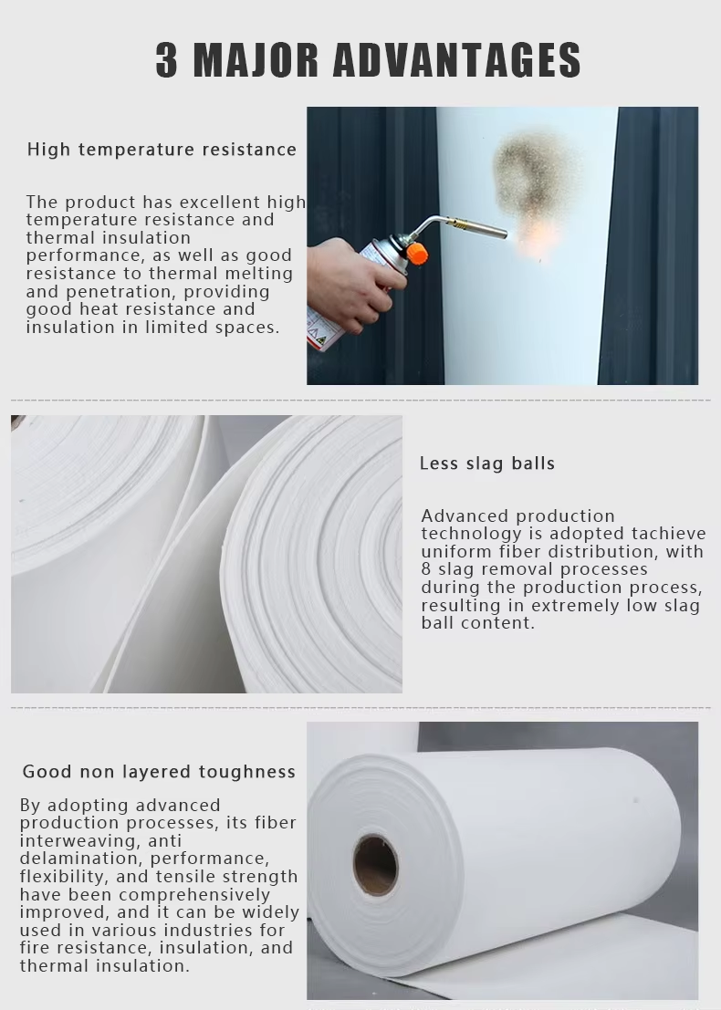High Temp Refractory Ceramic Fiber Paper Roll Insulation 2mm 3mm 4mm 5mm 6mm 200kg/M3