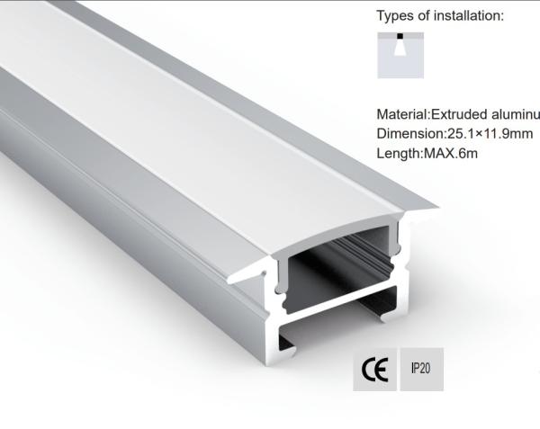 Cabinet Lighting Series Aluminum profile for furniture 25x12mm (0.99x0.47) mini size