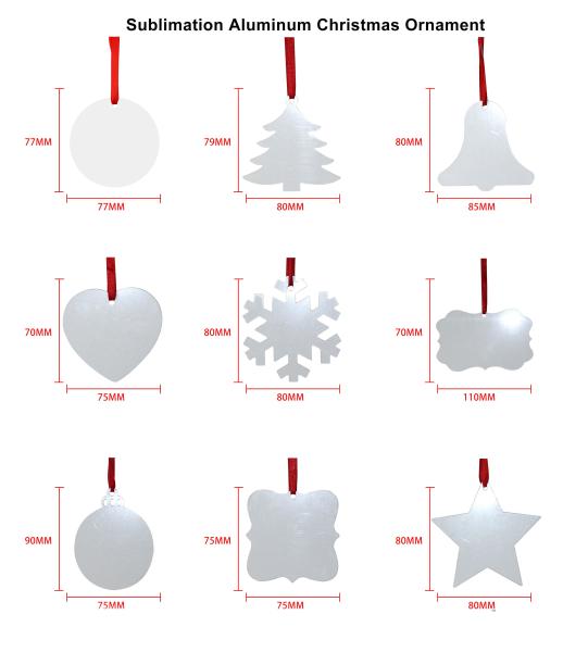 Sublimation Christmas Gifts Supply Double Sided Aluminum Sublimation Christmas Ornaments Blanks