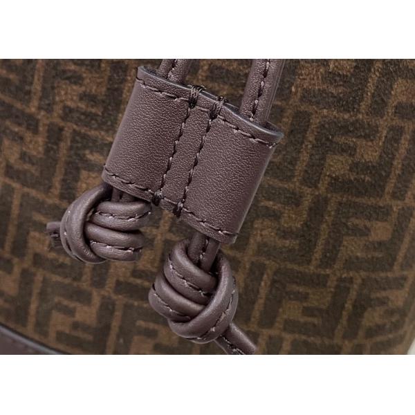 Drawstring Coffee Small Leather Crossbody Bag Old Flower Pattern