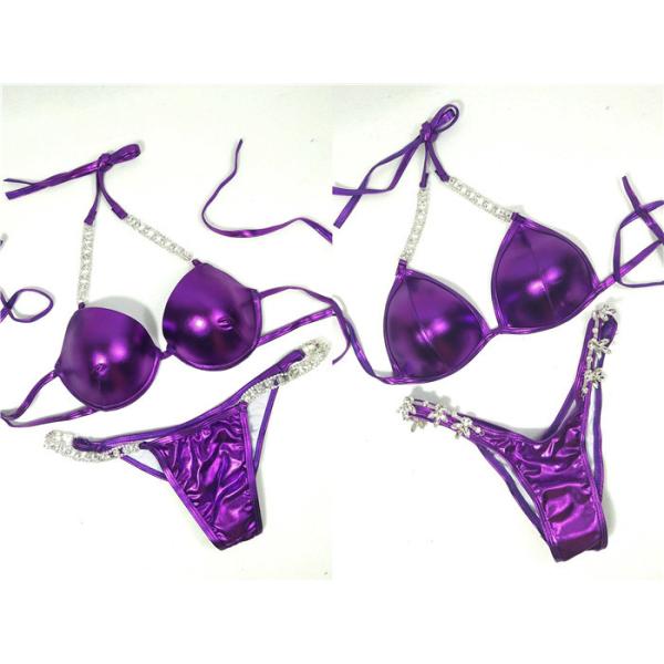 Shiny NPC Bikini Competition Suits , Metallic Competition Swimsuits