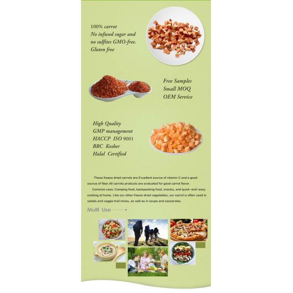 100% Natural instant vegetables Freeze Dried Carrot Dice Dehydrated Dried Carrot Cubes