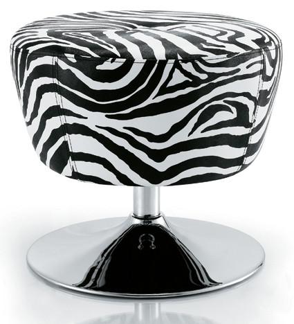 Zebra Stripe Salon Rolling Chair With Gas Spring , Chrome Steel Materials