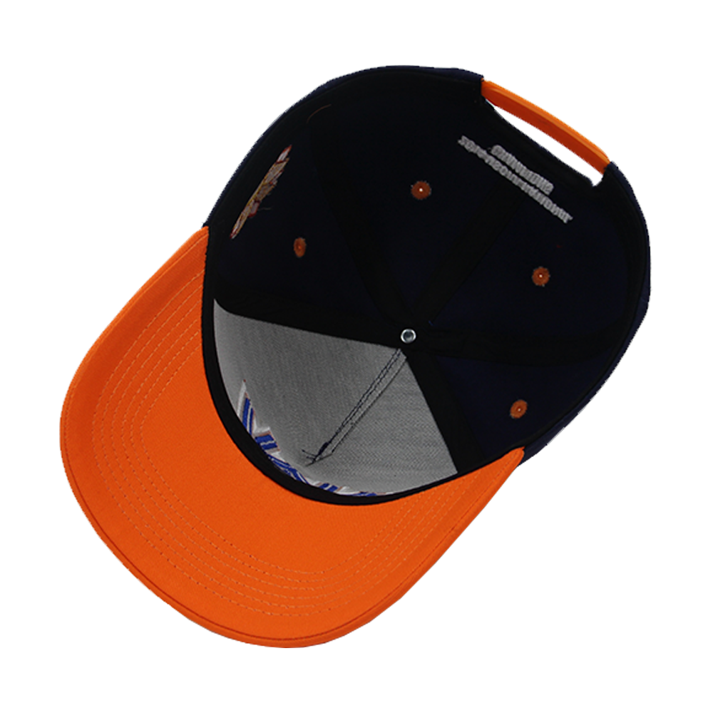 Custom Curved Brim Cotton Baseball Caps 5 Panel Adjustable Colorblock With 3D Embroidery Logo
