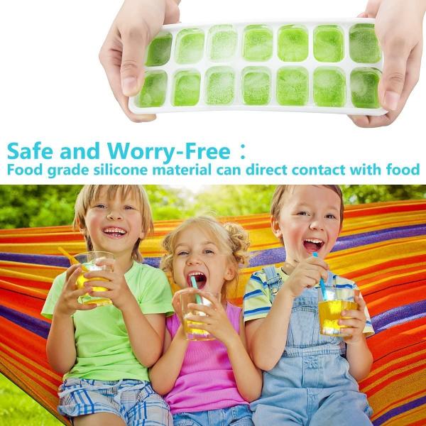 14-Ice Cube Trays TPE PP Material with Easy-Release and Spill-Resistant Removable Lid