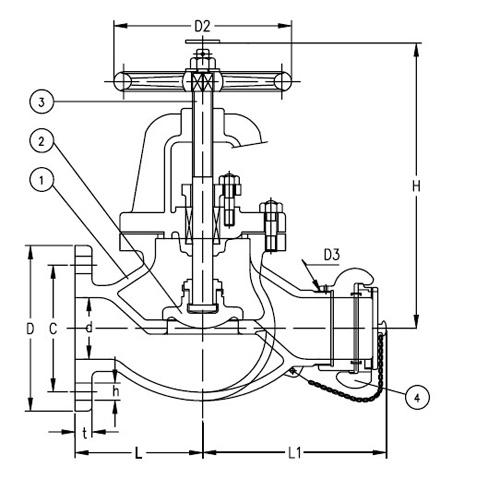 Marine Cast Iron Globe Hose Valve JIS F7333A 5K/10K WITH COUPLINGS