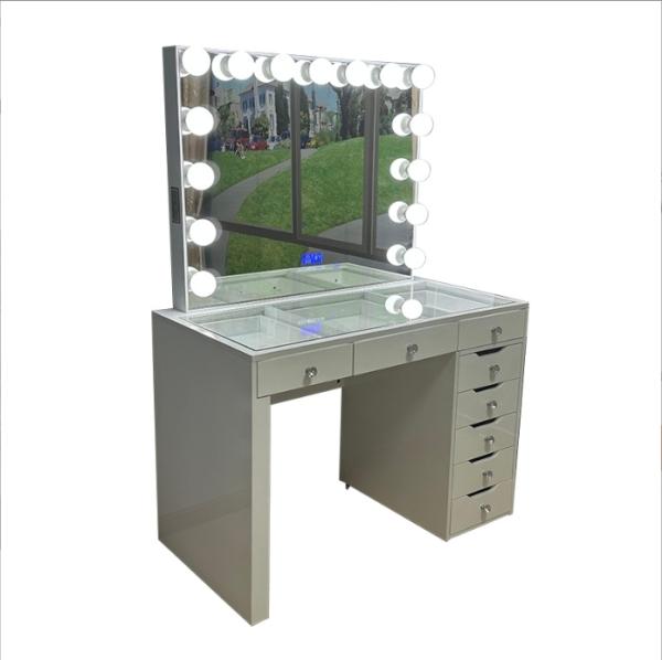 Stock In US Bedroom Dressers Makeup Table Dressing Desk With  Mirror Girl Cosmetic Vanity