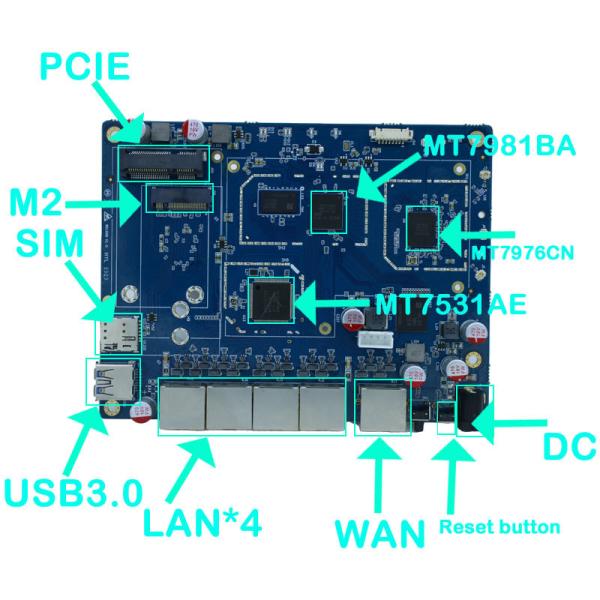 3000 Мбит / с 5G Wifi6 маршрутизатор PCBA чипсет MT7981B Dual Band 5G LTE маршрутизатор PCBA