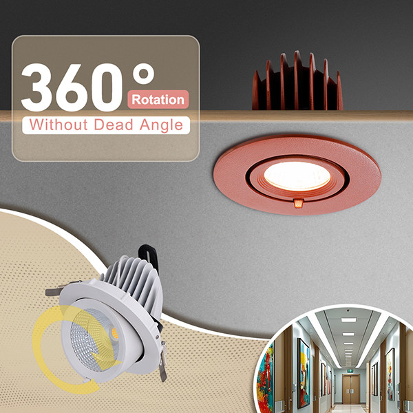 12W Gimbal Downlight 360° Ротационный светодиодный гимбал Downlight горшочные огни 4 дюйма светодиодные гимбальные осветительные решения