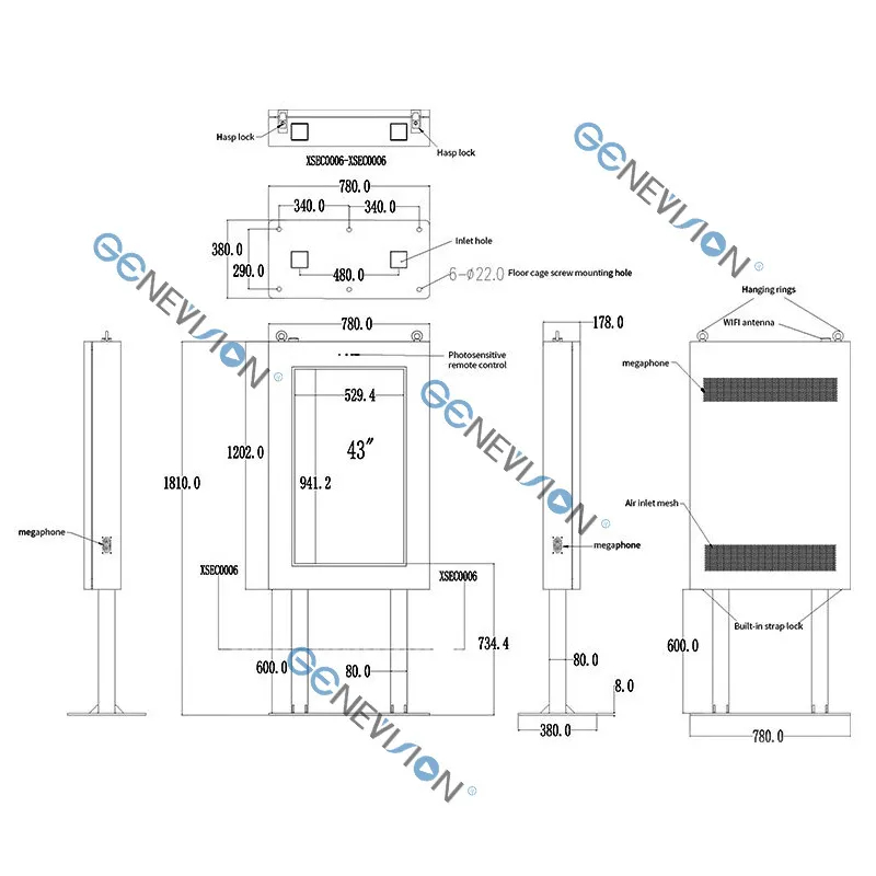 43 Inch 304 Stainless Steel IP65 Waterproof Outdoor Touch Digital Signage Kiosk Built-in WiFi Commercial Advertising Display Kiosk