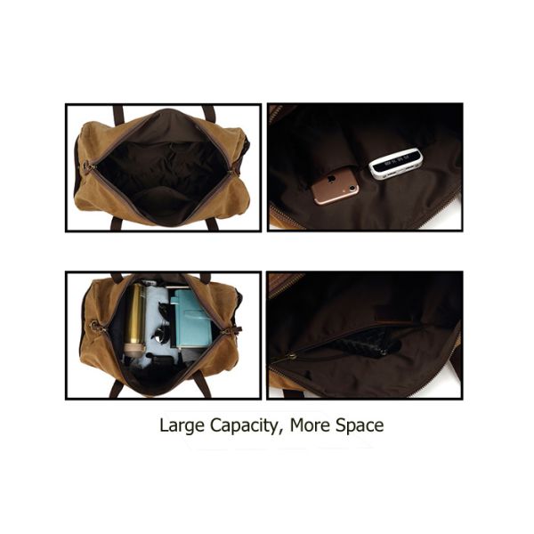 4 Colors Cowhide Overnight Leather Duffle Bag Waterproof Light Weight