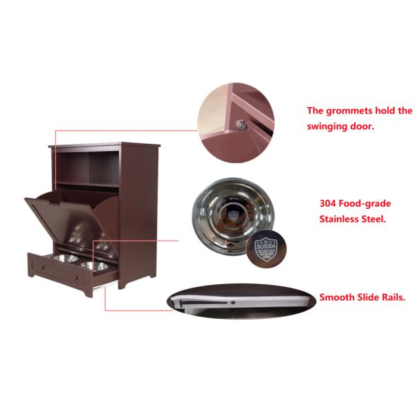 P2 Grade MDF Wood Pet Feeding Station With Storage Modern Pet Furniture