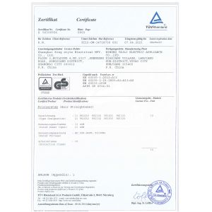 Shanghai Kingstyle Electrical MFY Co. Ltd Certifications