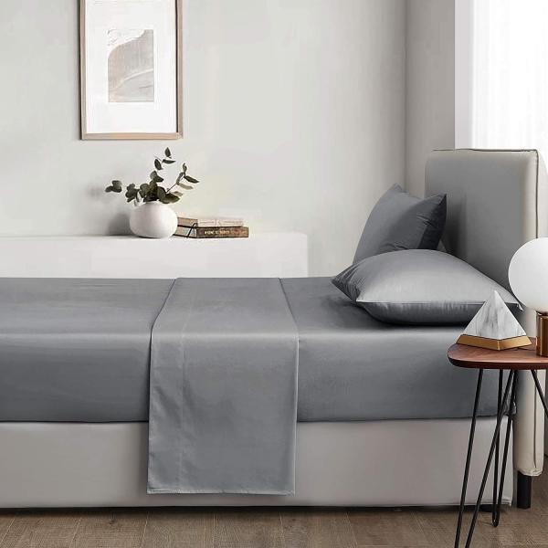200TC Cotton Bed Sheet Set with Deep Mattress Pockets All-Season Full Length Elastic