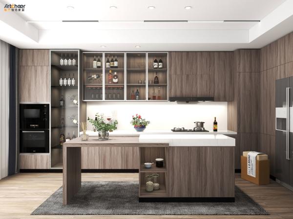 Modern I Shape Kitchen Cabinet Solid Wood Colored Kitchen Furniture For Durable Interiors