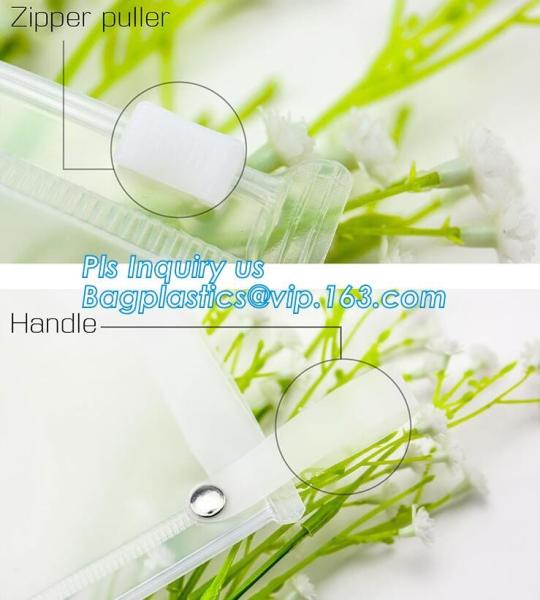 Portable Clear PVC Slider Zipper Cosmetic Makeup Bag, Water proof slider pvc toiletry bag vinyl beachwear cosmetic bag