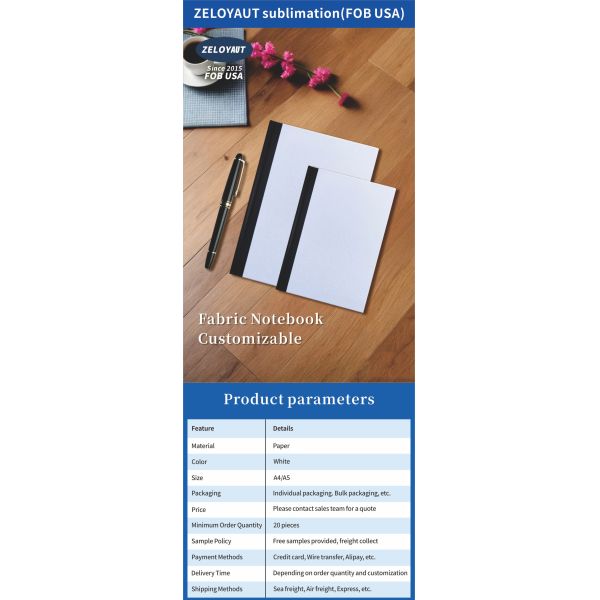 ZELOYAUT Premium Sublimation Blanks A5 White Notebook with Hard Cover Sublimation Notebook Blanks Custom logo