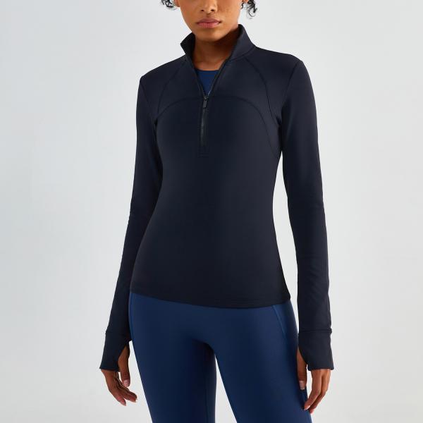 Camisa equestre das meias senhoras do fecho de correr com os furos do polegar escovados dentro da parte superior equestre do inverno