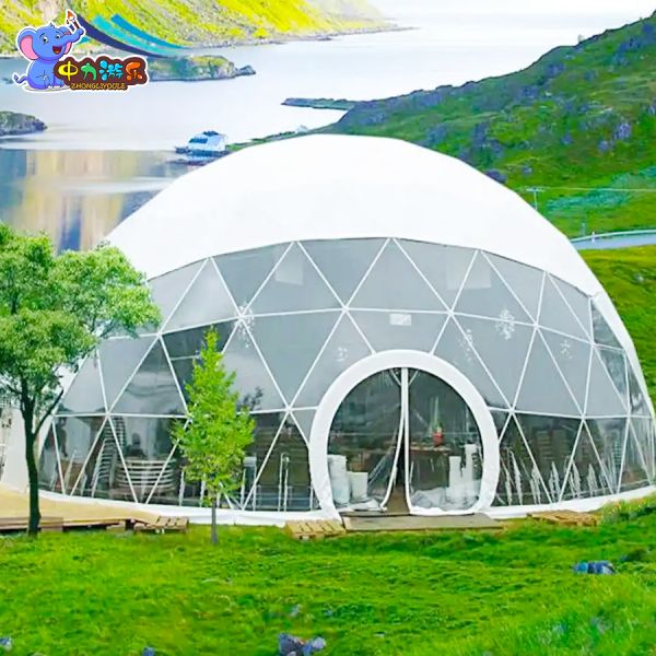 Four Season Waterproof PVC Glamping Tent with 420kg Load Bearing Geodesic Dome Tent for Luxury Camping