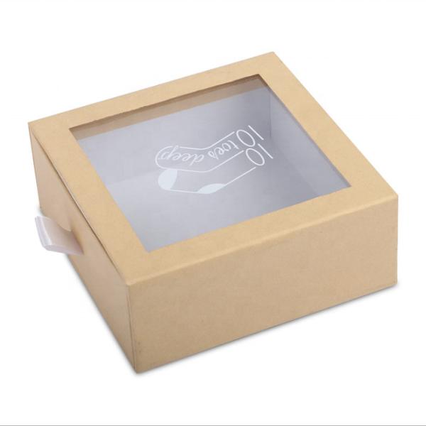 Wholesale Custom Logo Recycled Materials High-end socks pvc gift box with window drawer packaging box