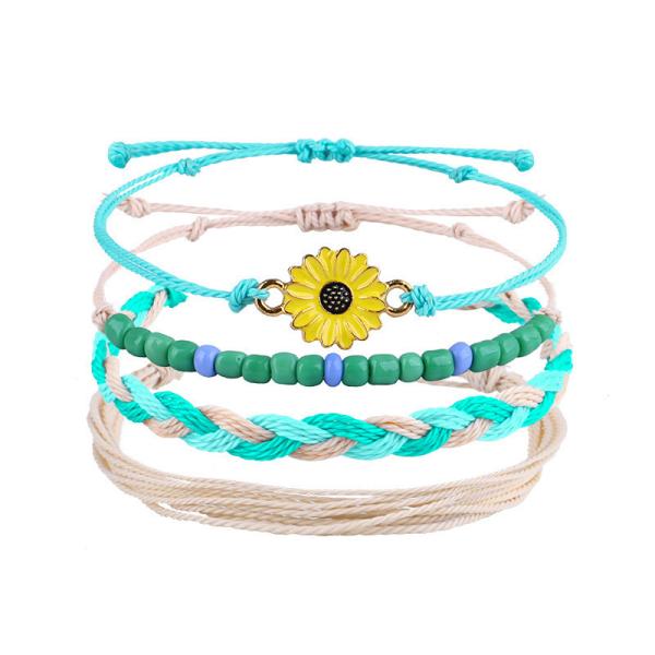 Colorful 16 8CM Wax Thread Braided Rice Bead Bracelet for Women Handcrafted Design