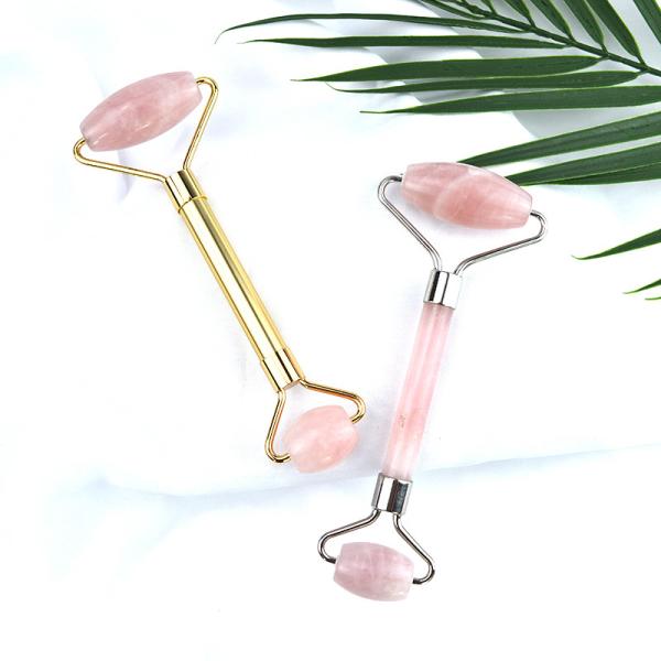 Face Massage Equipment Pink Rose Quartz Gua Sha Massage Natural Jade Ice Roller for Anti Aging Therapy Nephrite Stone