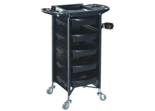 All Black Salon Rolling Cart With Dryer Hold With Folding Trays , 94*39*40cm Size
