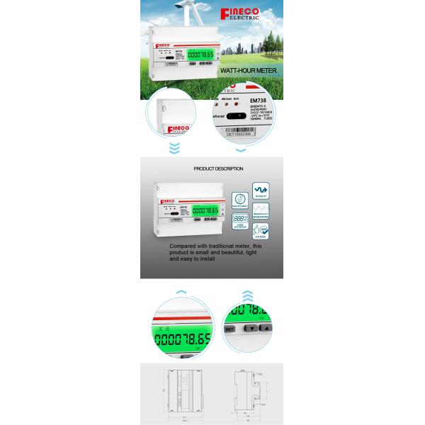Modbus RTU Communication Three Phase Electronic Energy Meter for Solar Power Monitoring