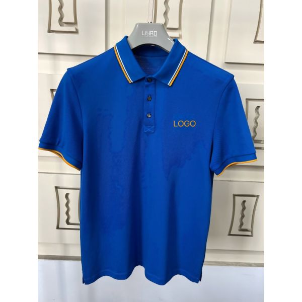 Men's Polo Shirts with Contrast Trim & Textured Design 100% Cotton Piqué High Quality T-Shirt Factory Men Polo T-shirt
