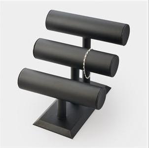 Black PU 3 Tier Bracelet Display Stand , Jewelry Displays For Bracelets ISO9001