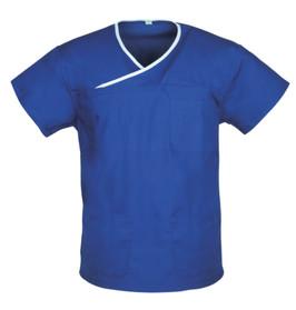 155 G/M rolaram escuro tecido planície do colar - enfermeira uniforme médica azul Scrubs