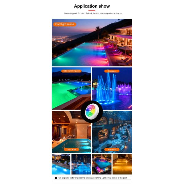 AC12V Plastic Swimming Pool Light 6W Resin Filled 100% IP68 For Underwater Use