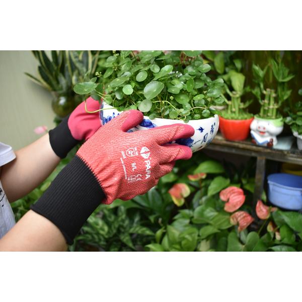 Покрашенные перчатки латекса садовничать и земледелия вкладыша полиэстера