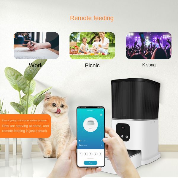 Wholesale Eco-Friendly Modern Plastic Intelligent Automatic Pet Feeder Mobile Timing Quantum Remote Control Voice Video Features