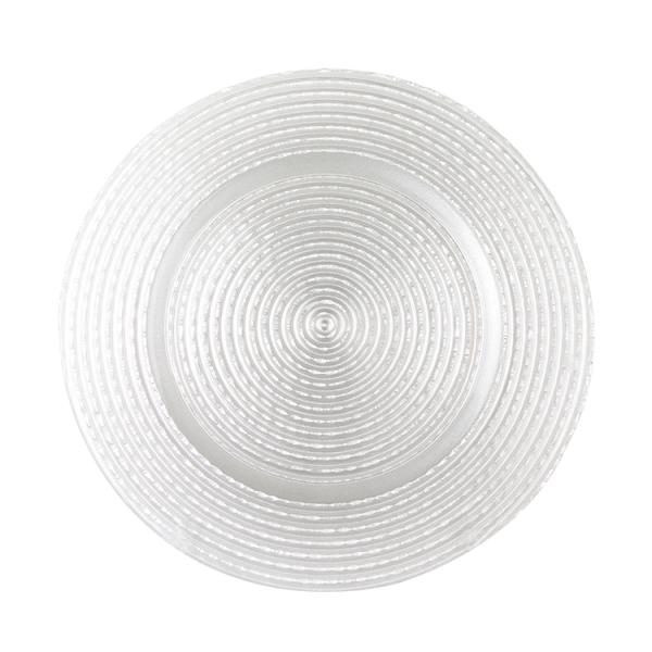 Hot selling High Quality White Embossed Elegant Decoration Glass Charger Plate