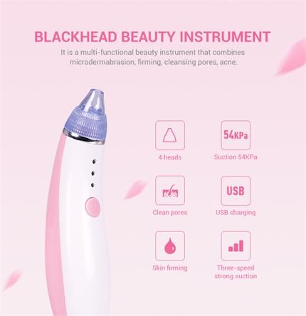 Pink Electric Blackhead Remover Machine Acne Vacuum Pores Cleaner ABS Material