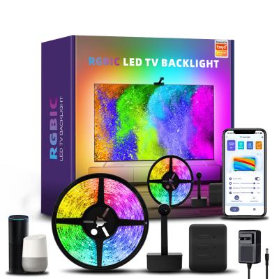 Tuya SMD5050 Multicolor Smart LED TV com luz de fundo controle de voz adequado para 40-65 polegadas