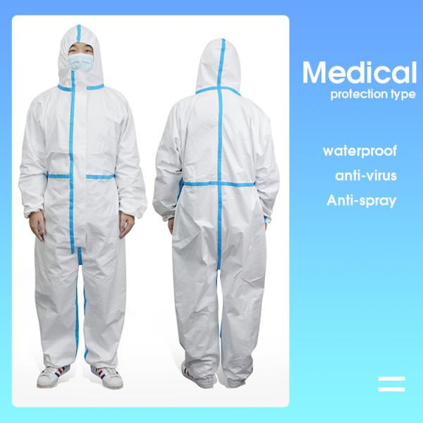 Anti Virus Disposable Isolation Gown , Breathable Disposable Protective Clothing