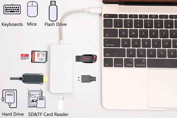 Type-C Hub USB C Adapter 50Gbps for MacBook Pro 13 15 2016/2017, USB-C 40Mbps 100W Power delivery
