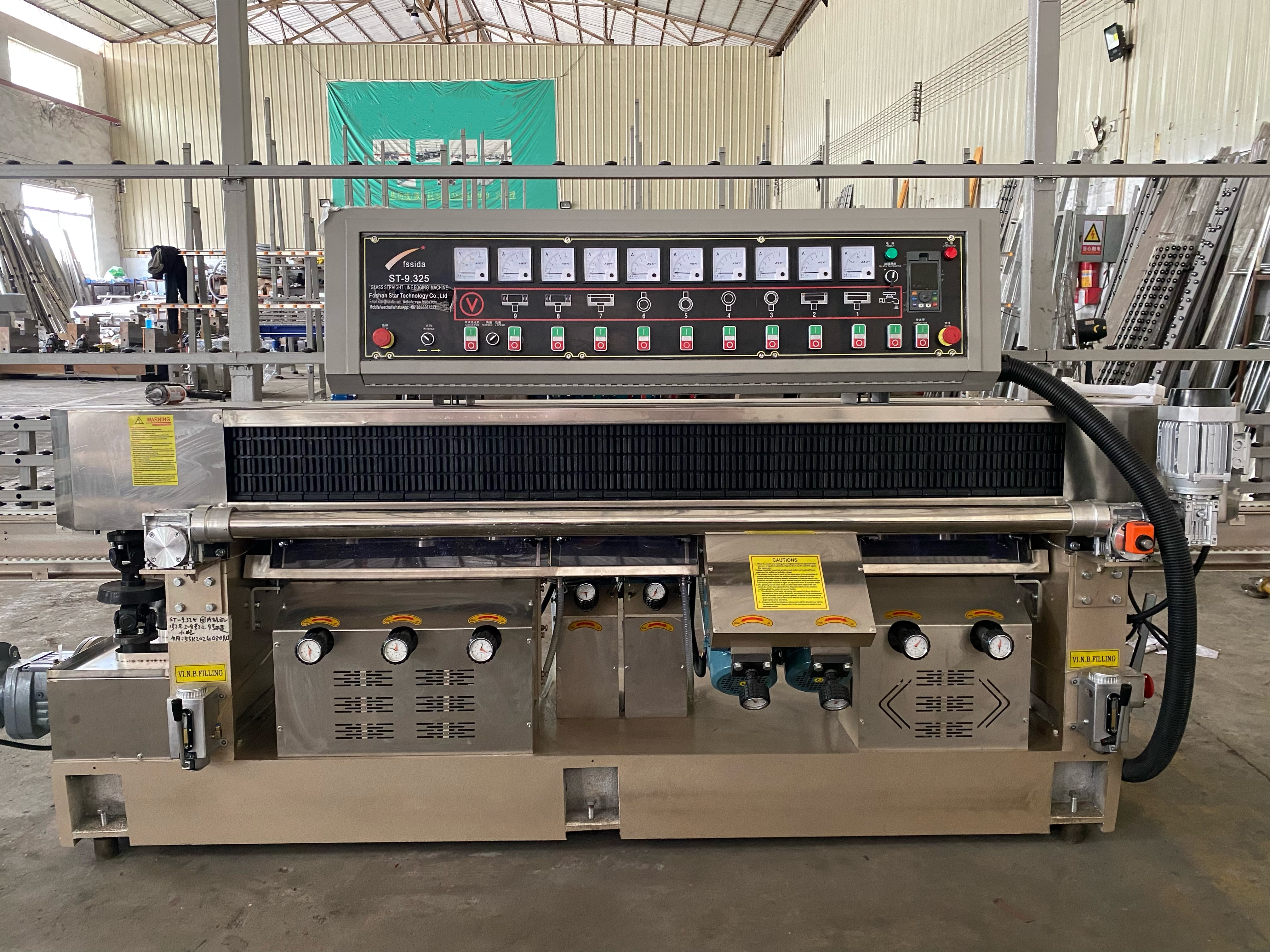 9 Motors Straight Line Glass Edging Machine 6.6x1.0x2.6m Total Dimension