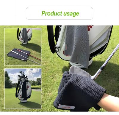 Toalha de golfe com trama de waffle de microfibra reciclada logotipo personalizado com gancho