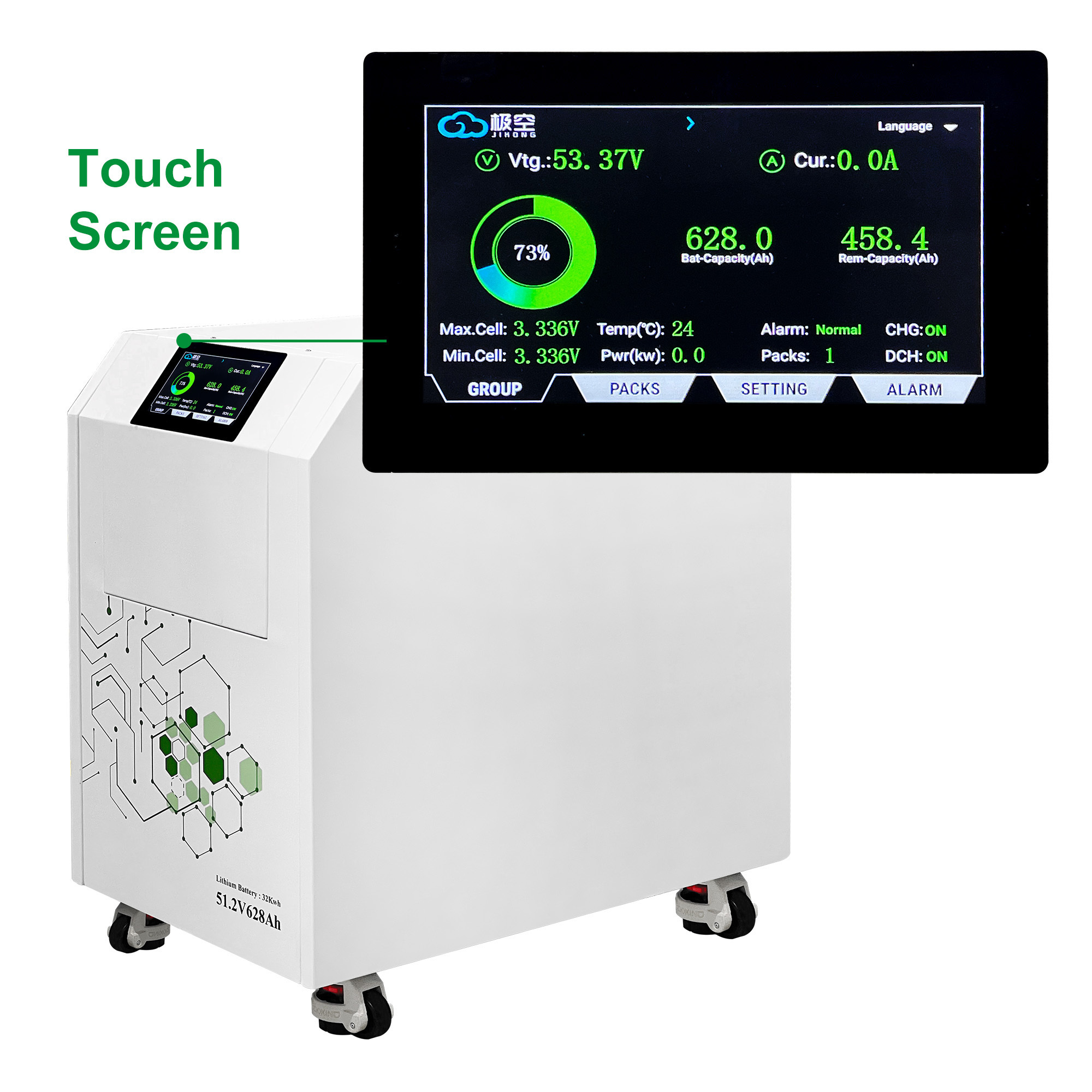 Mobile 32kWh Lithium Iron Phosphate Battery Built-in BMS For Off-Grid Solar PV System