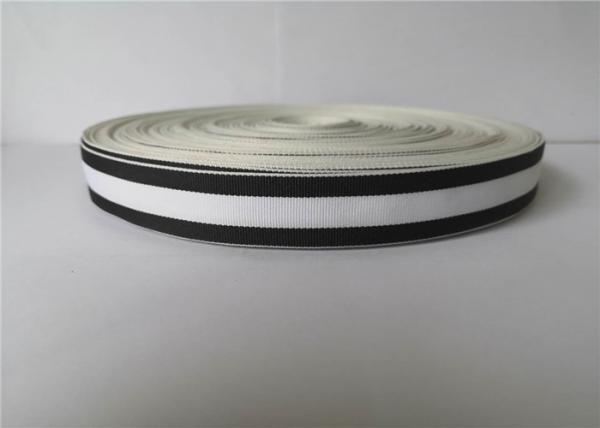 2.5cm Polyester Webbing Tape Black And White Stripe Color High Tenacity